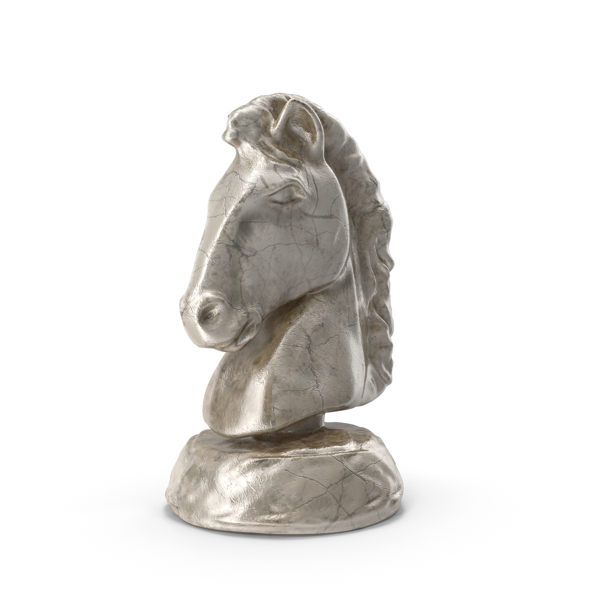 Escultura decorativa de cabeza de caballo plateado - Impresión 3D